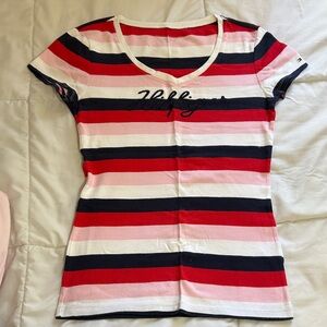Tommy Hilfiger Red, White, and Navy Striped Tee